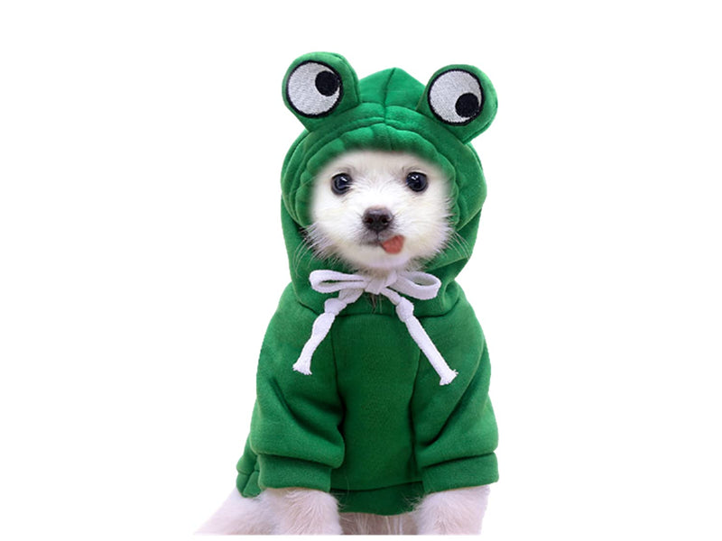 Frieyss Cute Green Dog Hoodie Clothes Costume Dog Fleece Sweater for Dogs Puppy Coat Dog Warm Clothe X-Large - BeesActive Australia