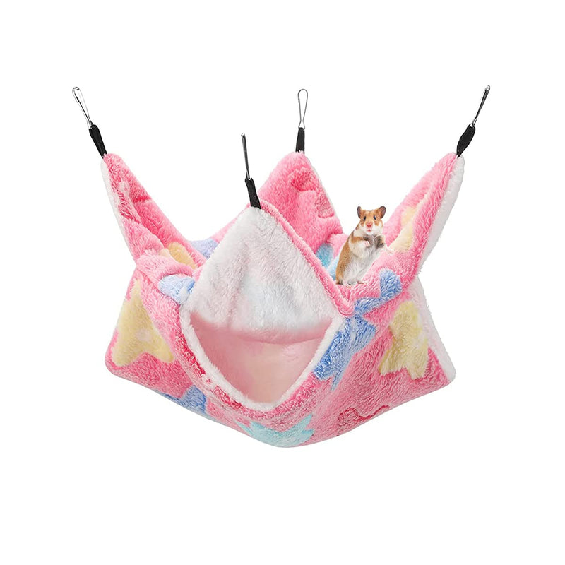 QeeHeng Small Animal Hanging Hammock ,Small Pet Swinging Bed,Double-Layer Pet Cage Hammock for Ferret Rat Sugar Glider and Other Small Animals Pink - BeesActive Australia