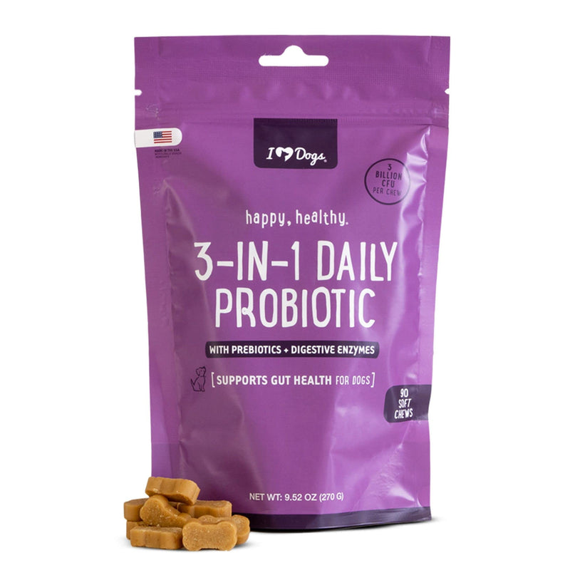 iHeartDogs 3-in-1 Probiotic for Dogs with Pumpkin for Improved Digestion & Gut Health - Dog Probiotics and Digestive Enzymes, 90 Count - BeesActive Australia