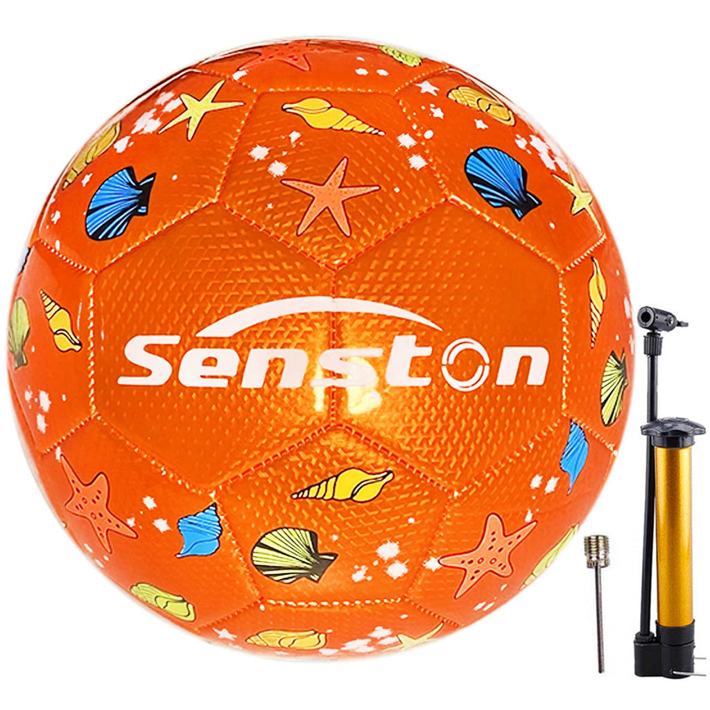 Senston Soccer Ball 1or 2Pack for Kids Training Soccer Ball Size 3 Toddler Football Balls with Pump Orange - BeesActive Australia