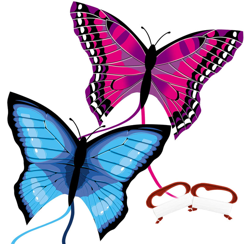 TOY Life Butterfly Kite for Kids Easy to Fly Large Kids Kite - Kites for Kids and Adults Easy to Fly Big Beach Kites for Kids Age 4-8-12 Idea Gift for Children Outdoor Game Activities Beach Trip 2 Pack - BeesActive Australia