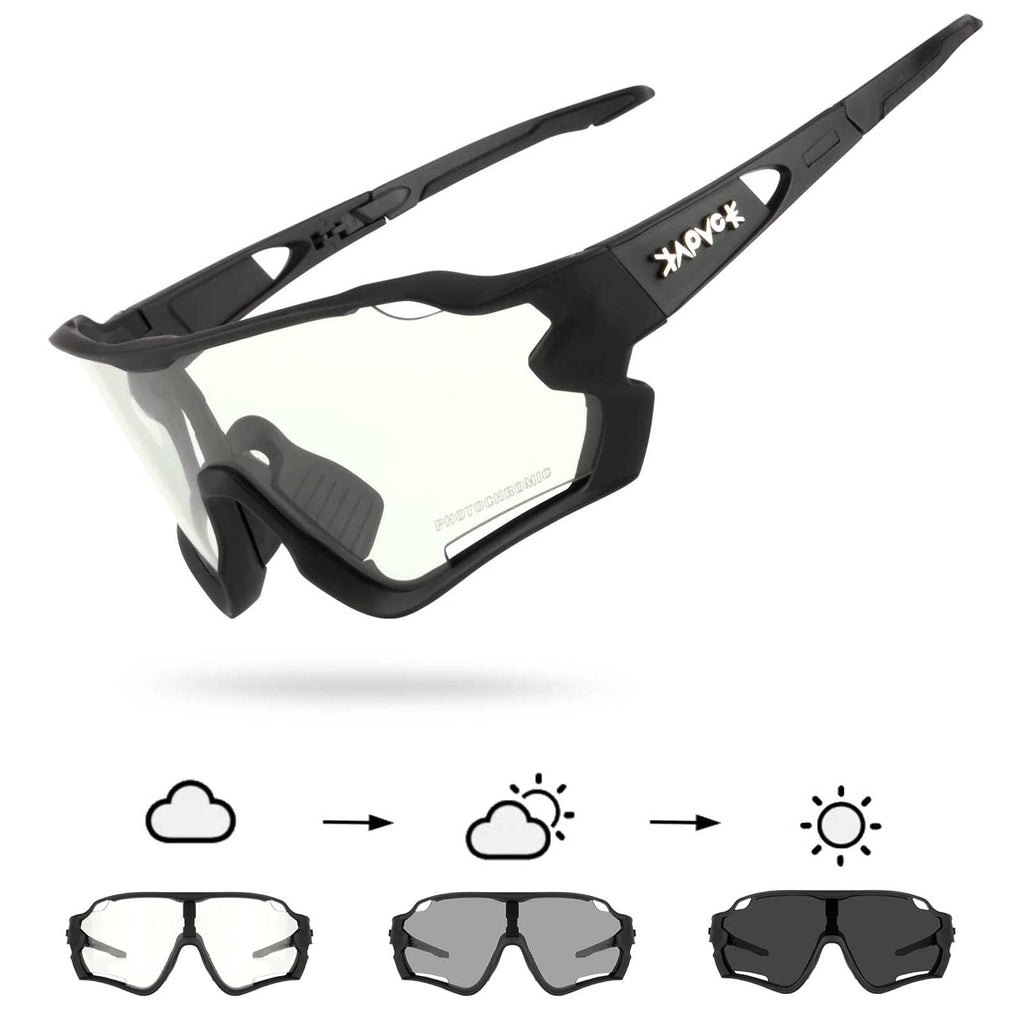 KAPVOE Cycling Glasses Photochromic Clear Sunglasses Mountain Bike Bicycle Sports MTB for Women Men Black - BeesActive Australia