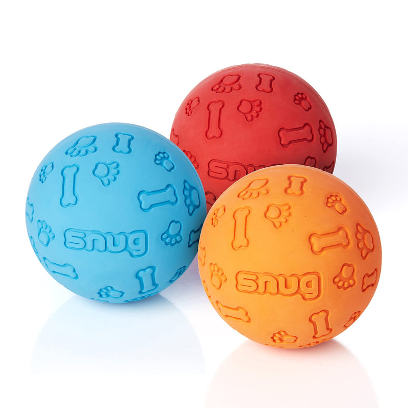 Snug Rubber Dog Balls for Small and Medium Dogs - Tennis Ball Size - Virtually Indestructible (3 Pack) Classic - BeesActive Australia