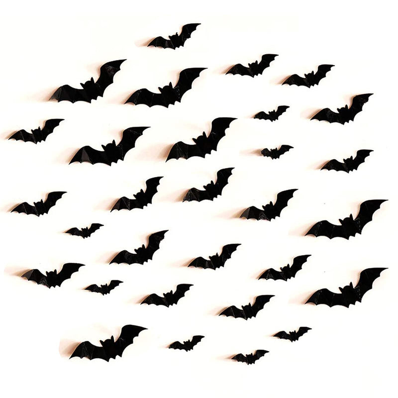 Fashionwu 128pcs 3D Bats Stickers, Halloween Party Supplies Waterproof Scary Bats Wall Decals DIY Home Window Decor, Removable Bats Stickers for Indoor Outdoor Halloween Wall Decorations - BeesActive Australia