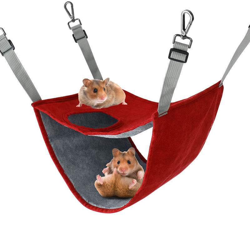 Petmolico Ferret Bunkbed Hammock, Hamster Swing Snuggle Bed Cage Accessories for Rat Guinea Pig Sugar Glider Squirrel Chinchilla Red - BeesActive Australia