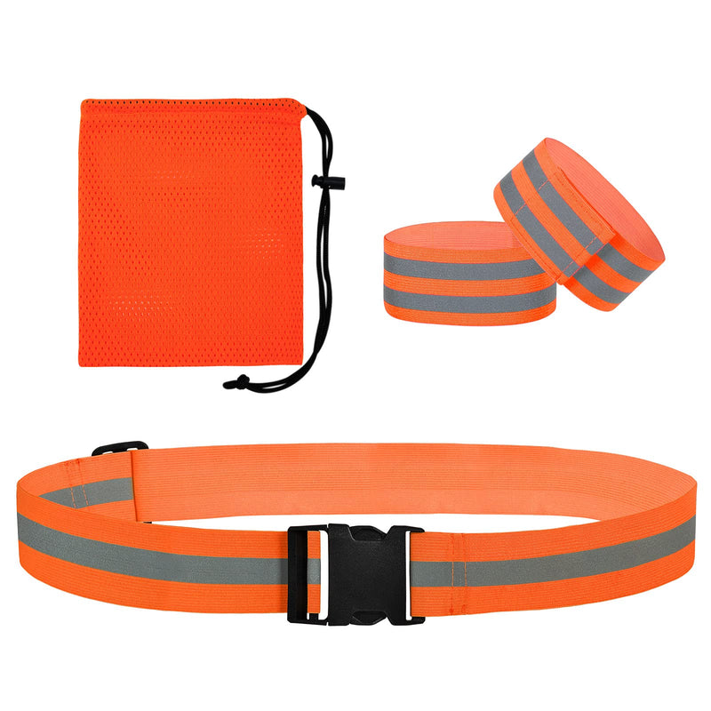 TCCFCCT Safety Reflective Vest, High Visibility Running Vest for Men Women, Safety Gear for Cycling Orange belt set - BeesActive Australia