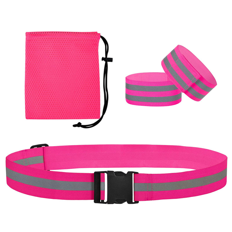 TCCFCCT Safety Reflective Vest, High Visibility Running Vest for Men Women, Safety Gear for Cycling Pink belt set - BeesActive Australia