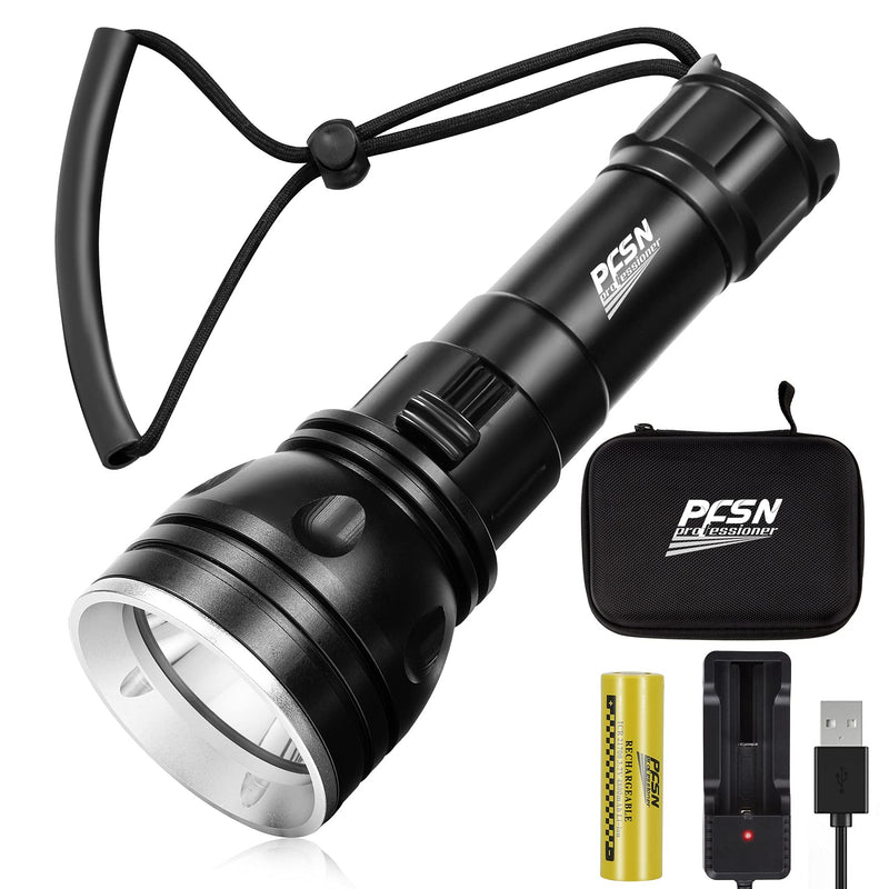 Scuba Diving Lights, PFSN DF-3000 Professional Underwater Flashlight 150m Waterproof Dive Torch with Long Lasting Rechargeable Battery, Super Bright Light Great for Night Caving Explore Fishing - BeesActive Australia