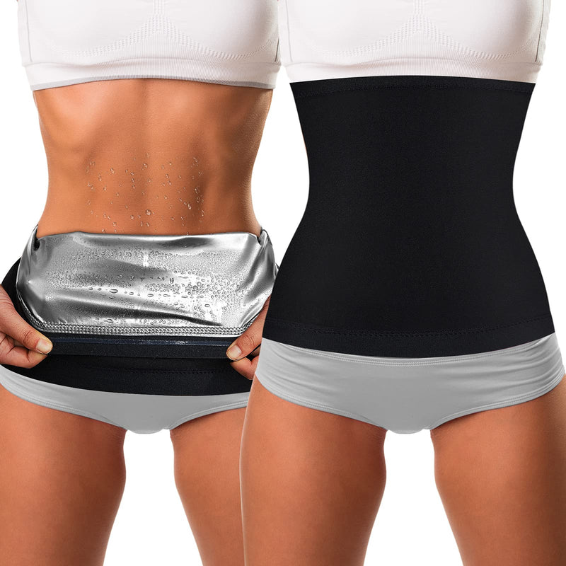 Waist Trimmer Sweat Waist Trainer Wrap Stomach Wraps for Women Bodybuilding Silver Inner Small - BeesActive Australia