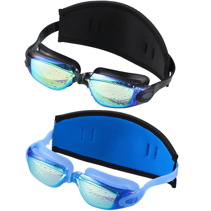 Frienda 2 Pieces Swim Goggles No Leaking Anti Fog Swim Glasses and 2 Pieces Neoprene Swimming Mask Strap Cover Diving Mask Strap Hair Protector Wrap for Men Women - BeesActive Australia