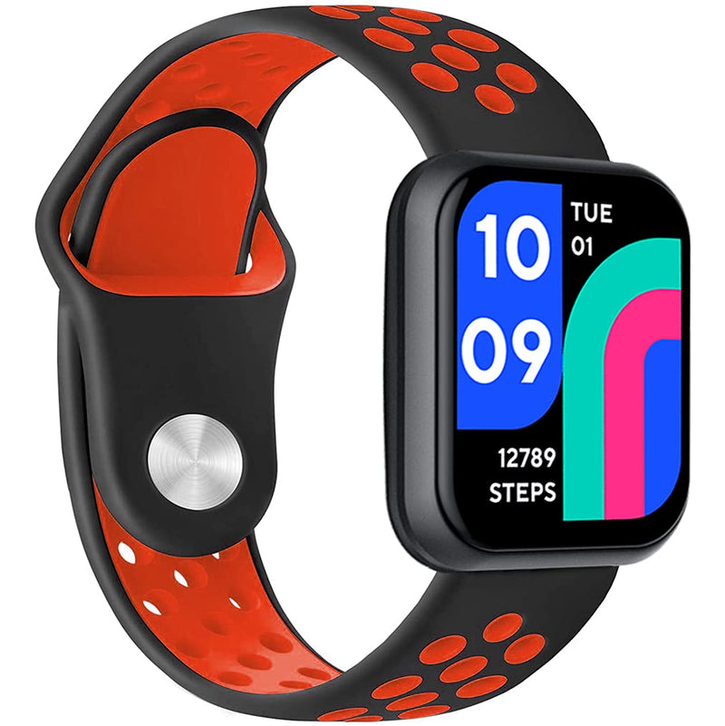 Sport Bands for Wyze Watch, Quick Release Silicone Waterproof Breathable Soft Replacement Strap for Wyze Watch 44mm 47mm Women Men Black/Red - BeesActive Australia