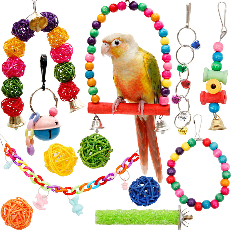 Youngever 12 Packs Bird Swing Toy, Parrot Toys Hanging Bell, Bird Cage Toys for Parrots, Finches, Macaws, Cockatiels - BeesActive Australia