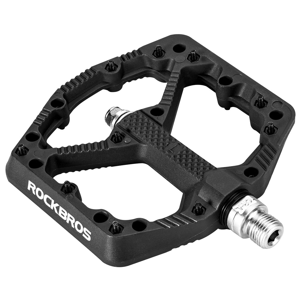 ROCKBROS Mountain Bike Pedals Flat MTB Pedals Nylon Fiber Bicycle Platform Pedals for Road Mountain BMX MTB Bikes black - BeesActive Australia