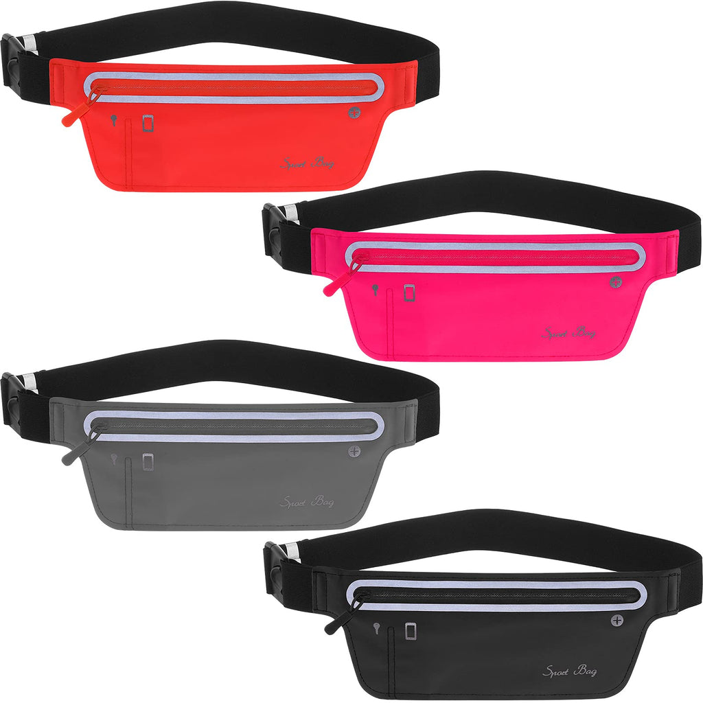 4 Piece Running Belt Slim Reflective Adjustable Sport Fanny Pack Multiple Color Lightweight Waist Pack Water Resistant Exercise Workout Pouch Waist Phone Holder in Gym Running Marathon Cycling - BeesActive Australia