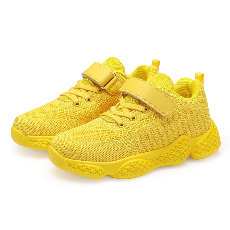 Hetios Kids Shoes Girls Lightweight Athletic Running Shoes Breathable Knit School Sports Shoes (Toddler/Little Kid/Big Kid) 13 Little Kid 050-yellow - BeesActive Australia