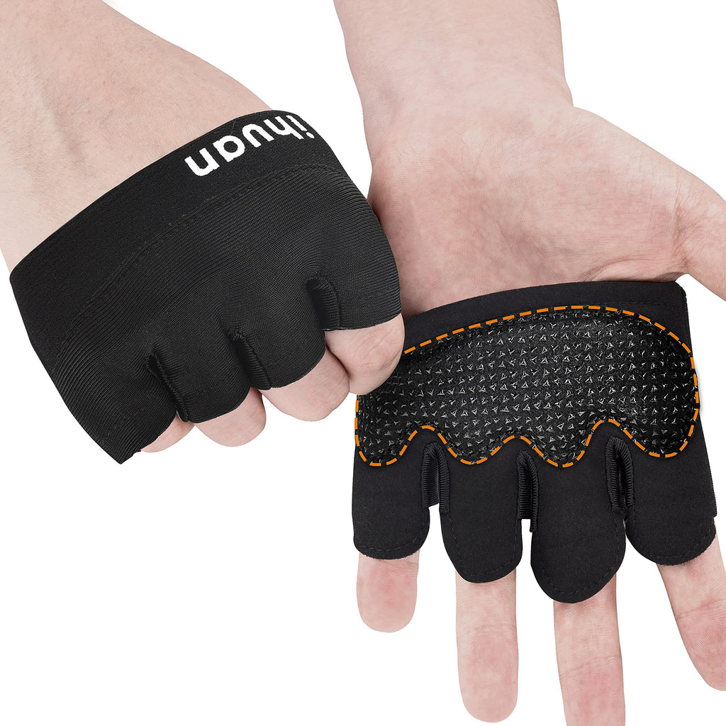 ihuan New Weight Lifting Gym Workout Gloves Men & Women, Partial Glove Just for The Calluses Spots, Great for Weightlifting, Exercise, Training, Fitness… Black Small - BeesActive Australia