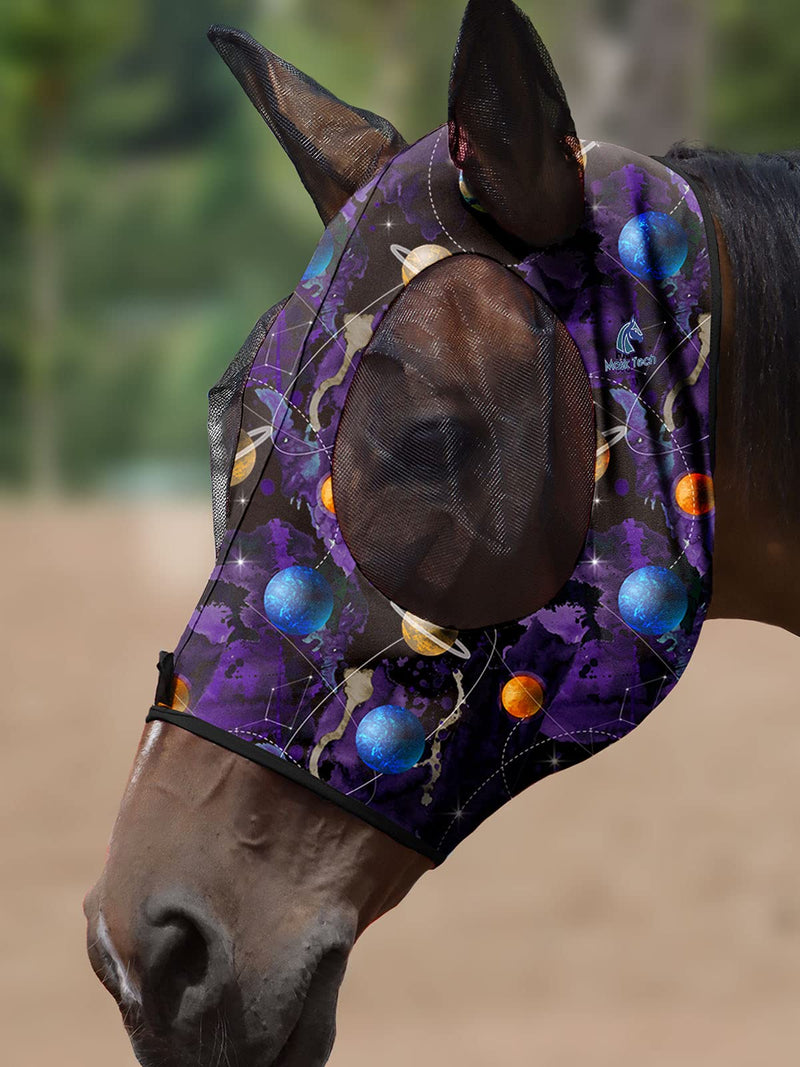 Mask-Tech Horse Fly Mask Elasticity Breathable Fabric with UV Protection Soft Mesh for Horse (L; Full Size) Everlasting Cosmos - BeesActive Australia