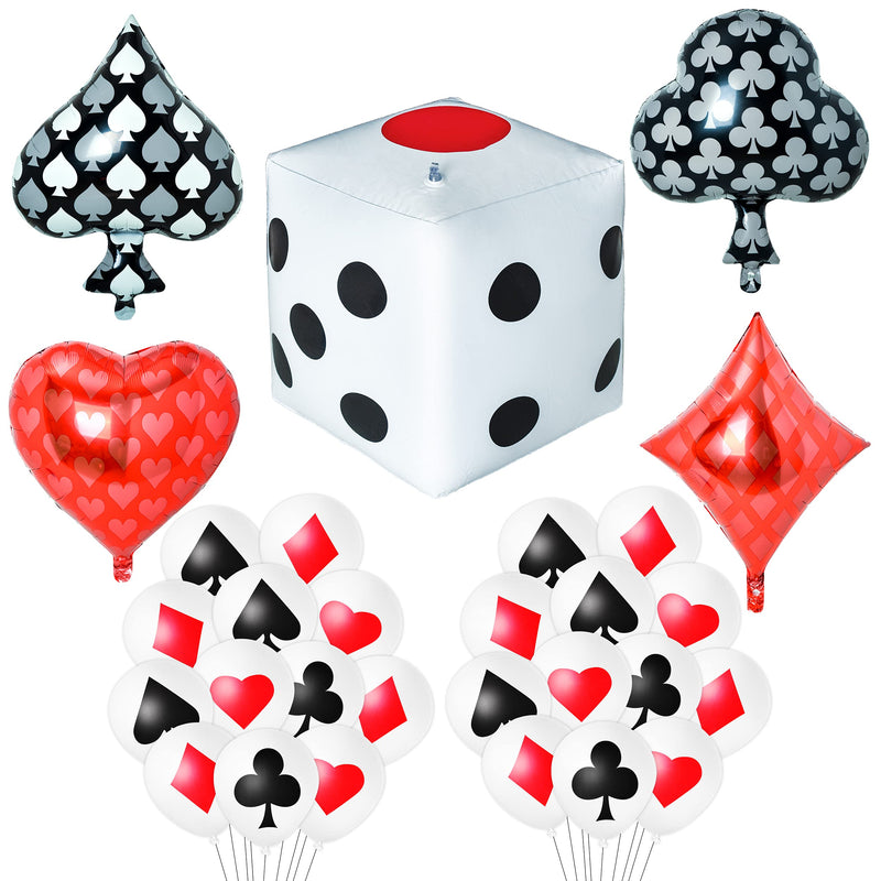 29Pcs Casino Theme Party Balloons Dice Balloon Playing Cards Balloons Casino Foil Latex Balloons Casino Party Decoration Supplies for Las Vegas Party, Poker Events, Casino Night Birthday Party Decoration Supply - BeesActive Australia