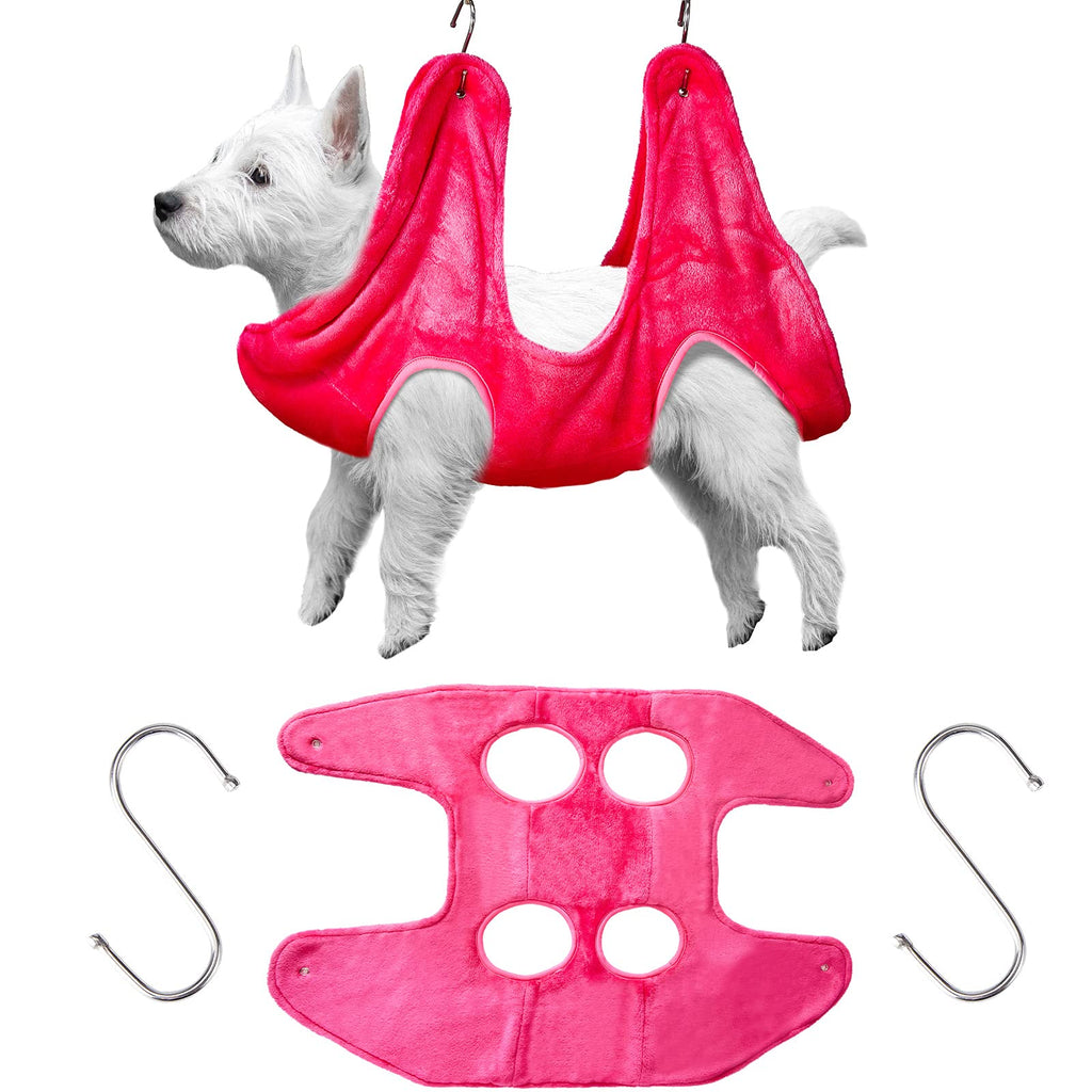 Shappy Pet Hammock Helper Towel Dog Grooming Hammock Pet Restraint Bag Multifunctional Pet Cat Bath Towel Dog for Bathing Washing Grooming Trimming Nail Clipping Small Rose Red - BeesActive Australia