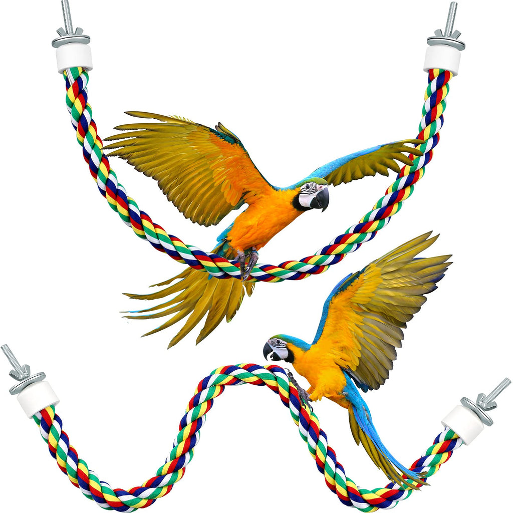 Weewooday 2 Pieces Toy Bird Rope Perches Climbing Rope Bungee Bird Toys Rope Perch Stand Cage Rope Comfy Perch Parrot Toys for Parrot, Parakeets Cockatiels, Conures 21.6 Inch - BeesActive Australia