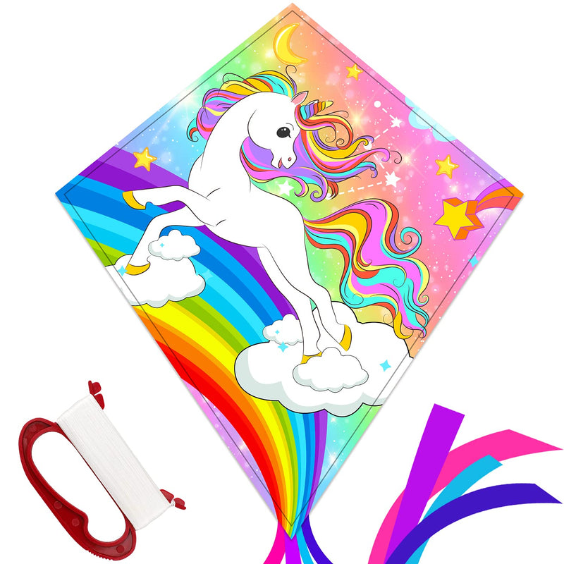 TOY Life Unicorn Kite for Kids Easy to Fly Large Kids Kite - Kites for Kids and Adults Easy to Fly Big Beach Kites for Kids Age 4-8-12 Idea Gift for Children Outdoor Game Activities Beach Trip pink - BeesActive Australia