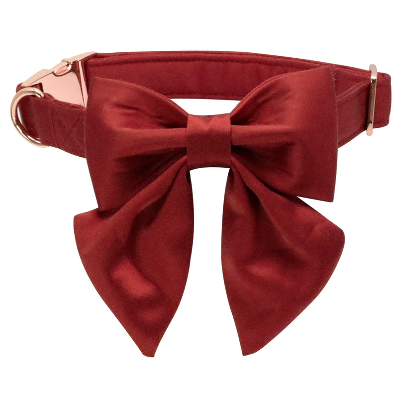 lionet paws Bowtie Dog Collar - Comfortable Cute Adjustable Silk Dog Collar with Detachable Bow Tie Matching Dog Leash for Dogs and Cats Girl or Boy Gift Collar&Bow-M (Pack of 1) Red - BeesActive Australia