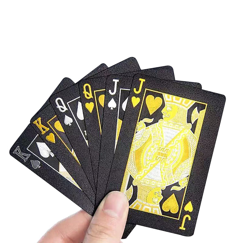 JOOTUEPO Black Poker Playing Cards, HD Shining Diamond Deck of Cards, Waterproof Playing Cards, Use for Party and Game - BeesActive Australia