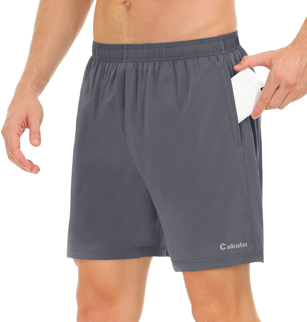 Cakulo Men's 5 Inch Running Tennis Shorts Quick Dry Athletic Workout Active Shorts with Pockets Grey X-Large - BeesActive Australia