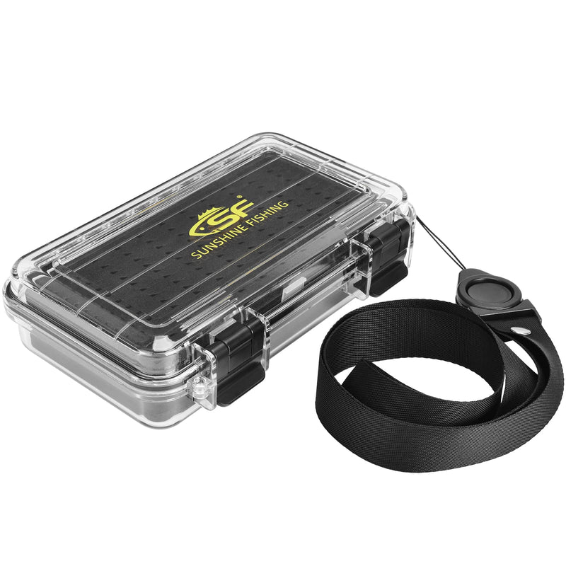 SF Multi Side Fly Fishing Box Waterproof - Durable Large Capacity Removable Foam Sheets Watertight Case - Holds Hundreds Flies and Streamers Clear Lid/Black Foam/Multi Side/1Pcs 7.5'' x 4.7'' x 1.8'' - BeesActive Australia