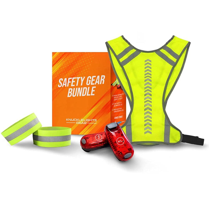 Reflective Running Gear Safety Bundle - Reflective Vest + LED Safety Light (2 Pack) + Reflective Bands | Running Accessories, Cycling, Hiking and Reflective Walking Gear for All Outdoor Adventures - BeesActive Australia