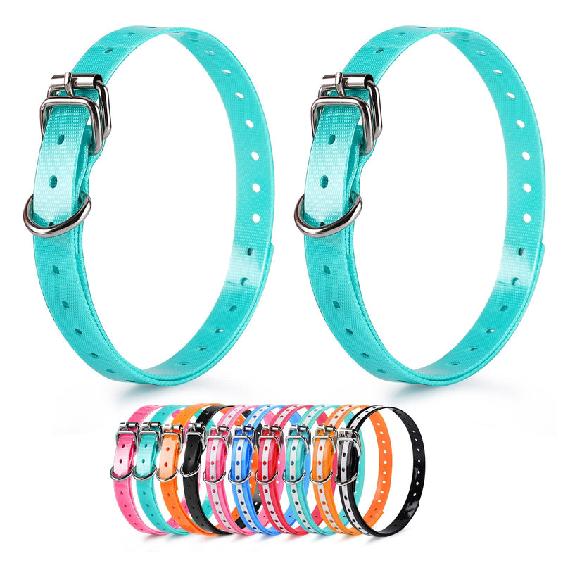 LuckinPET Waterproof Dog Collar Replacement Strap for Shock Collar and Fence Easy Clean Odorless Dog Collar Metal Buckle 3/4 Inch Adjustable Size Durable Anti-Odor TPU Dog Collar Cyan Pack2 Solid - BeesActive Australia
