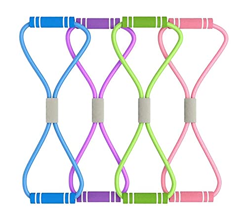 Mile Figure 8 Fitness Resistance Bands with Handles, Exercise Tube Band Set of 4 for Arm and Shoulder Stretch,Exercise Bands Stretching Equipment Exercise Gym Equipment for Home Workouts - BeesActive Australia