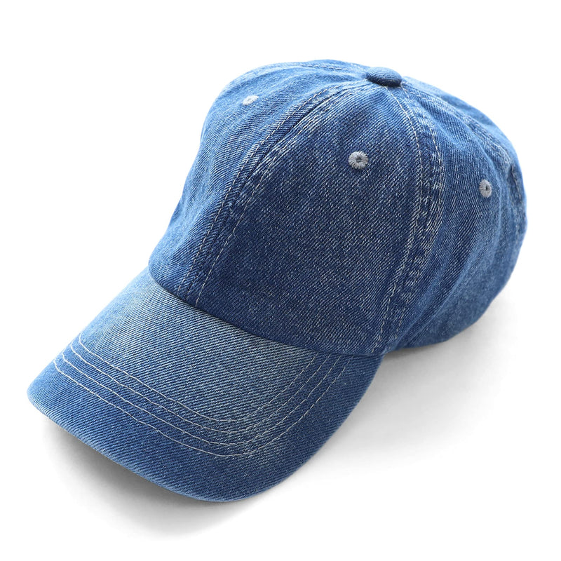 Dubinik Washed Distressed Cotton Denim Criss-Cross Ponytail Hat Baseball Cap Bundle Hair Tie Denim Blue-q - BeesActive Australia