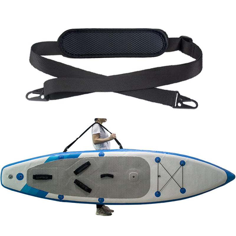ZipSeven SUP Carrier Shoulder Strap Adjustable Carrying Sling Paded Bag Belt for Surfing and Paddle Board with Metal Hooks Accessories - Black - BeesActive Australia