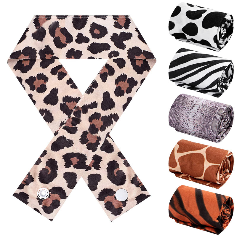 6 Piece Cooling Neck Wrap Cooling Scarf Soaked Tie Around Neck Leopard Style - BeesActive Australia