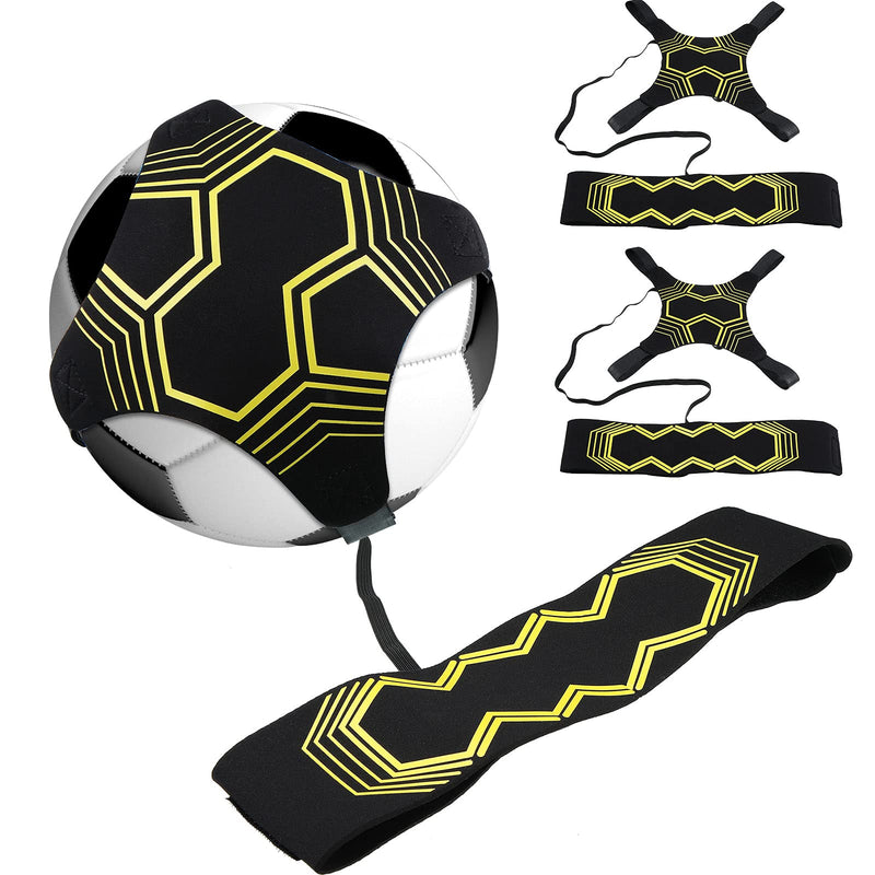 2 Pieces Soccer Trainer Soccer Training Equipment Aid Adjustable Football Training Belt Solo Soccer Trainer for Kids Adults for Volleyball Control Skills Juggling Kicking Practice Yellow - BeesActive Australia