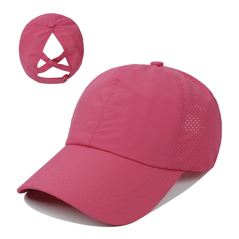 Cross Hat Womens Baseball Cap -Cross Ponytail Hat Baseball Cap One Size Red - BeesActive Australia