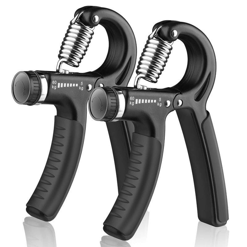 AIXPI Grip Strength Trainer, Hand Grip Exerciser Strengthener with Adjustable Resistance 11-132 Lbs (5-60kg), Forearm Strengthener, Hand Exerciser for Muscle Building and Injury Recover black-2pack - BeesActive Australia