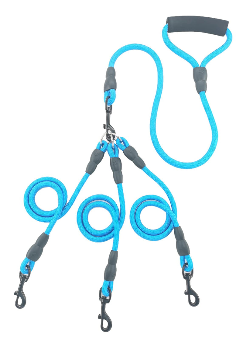 Heavy Duty 3 Dog Leash,3 Way Dog Leash No Tangle,Multiple Dog Leash Detachable 360° Swivel with Soft Padded Handle,for Walking and Training Two/Three Dog Leash blue L/30-130 ibs - BeesActive Australia