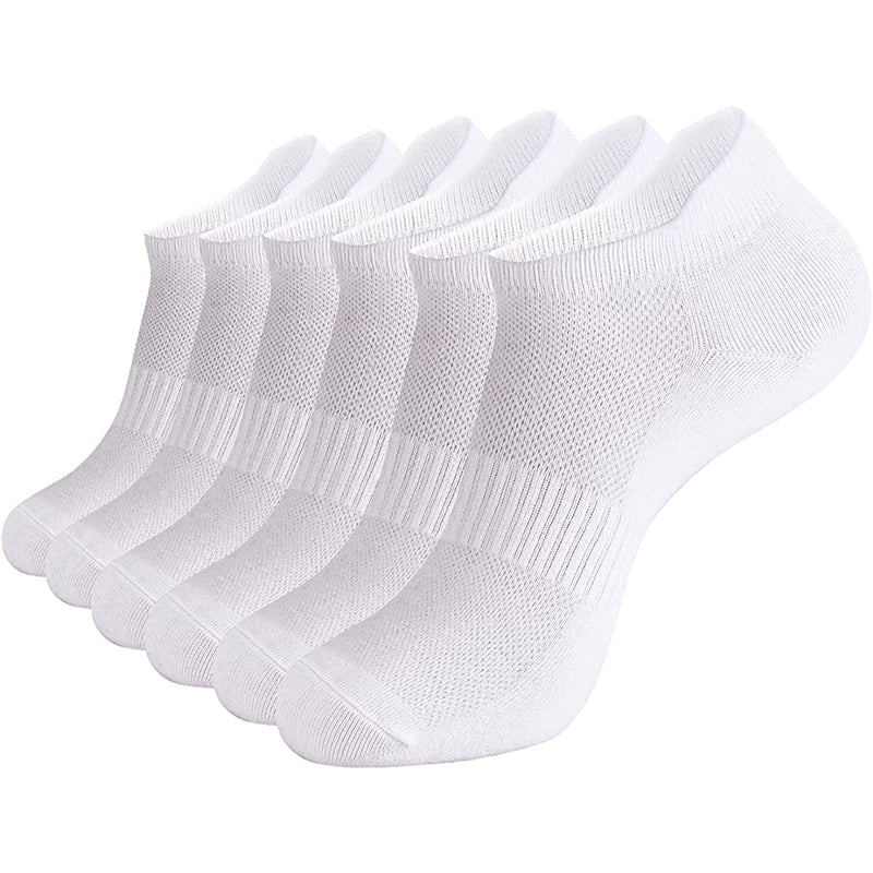 Women Ankle Athletic Socks, 6 Pairs Breathable Thin Socks, Low Cut Running Socks, Lightweight Sport Socks With Tab 6 Pairs White 6-9 - BeesActive Australia