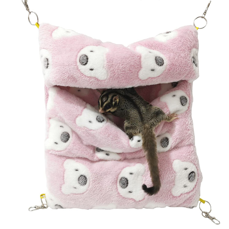 Littledropet Thick Fleece Ferret Sugar Gliders Hammock Pouch Sack Swing Hanging Bed for Rat Guinea Pig Squirrel and Other Small Animal L(13.7inch) Pink - BeesActive Australia