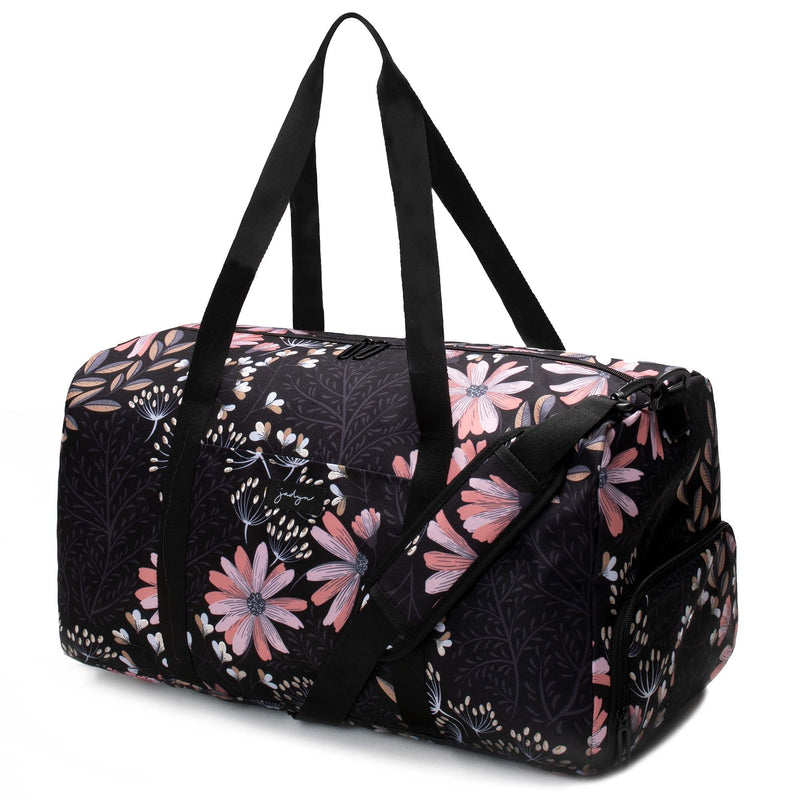 Jadyn 22" Women's Large Duffel/Weekender Bag with Shoe Pocket, Travel Bag Black Floral - BeesActive Australia