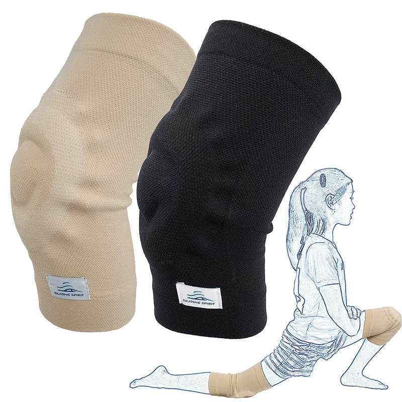 SKATINGSPIRIT Gel Knee Pads (1 Pair), Cushion and Support Knee Cap for Dancing Figure Skating Gymnastic, Youth and Adult (Medium) Medium Beige - BeesActive Australia