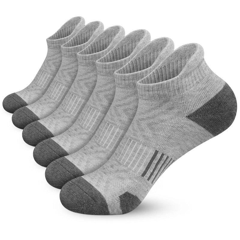 Ankle Athletic Running Socks Cushioned Breathable Low Cut Sports Socks with Tab Arch Support for Men Women (6Pairs) 6-9 Grey - BeesActive Australia