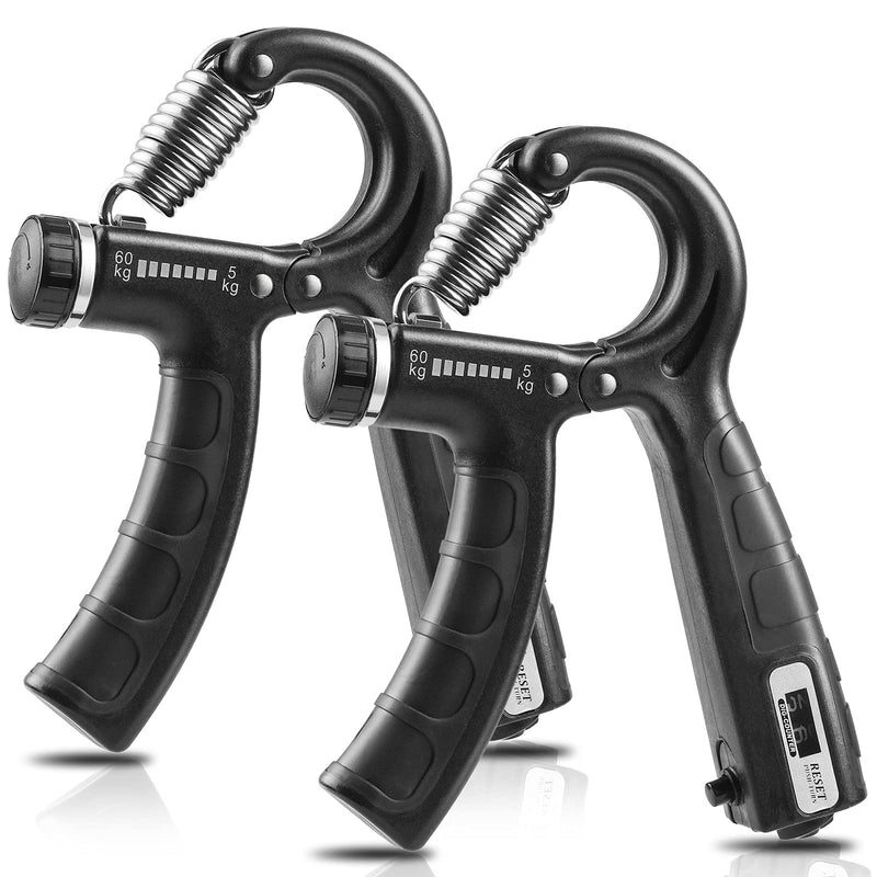 NIYIKOW 2 Pack Grip Strength Trainer with Counter, Hand Grip Strengthener, Adjustable Resistance 11-132Lbs (5-60kg), Non-Slip Gripper, Perfect for Athletes and Hand Rehabilitation Exercising 2Pack-Black - BeesActive Australia
