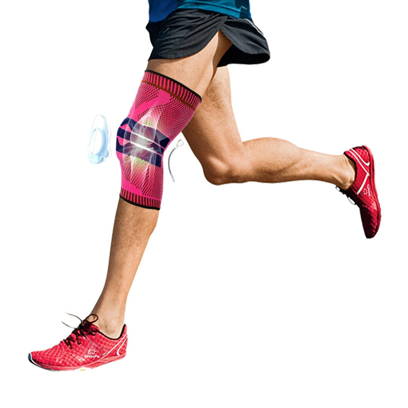 Running, Basketball, Football, Volleyball, Weightlifting, Gym, Meniscus Tear, ACL, Arthritis, Joint Pain Relief Silicone Spring Knee Pads (Pink, Medium) Pink - BeesActive Australia