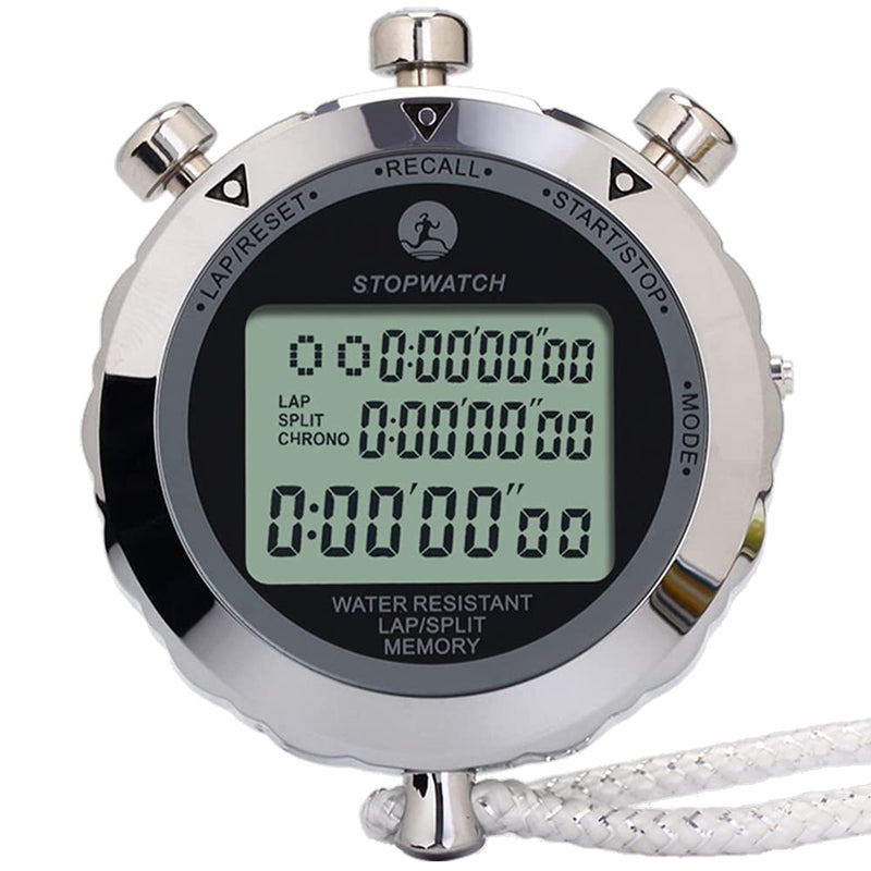 JUNSD Digital Stopwatch, Metal Stop Watch 10 Lap Memory Stopwatch Timer, Water Resistant Stopwatch for Sports, Competitions, Games - BeesActive Australia