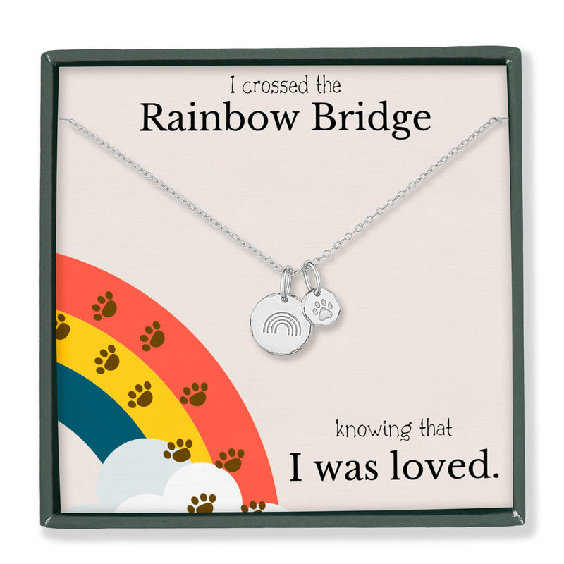 HOPE LOVE SHINE Rainbow Bridge Pet Memorial Necklace - Dog Sympathy Gifts, Loss of Pet, Cat Memorial Jewelry for Women & Men - Dog Dad & Dog Mom Necklace for Death of a Pet - Cat & Dog Memorial Gifts SILVER - BeesActive Australia