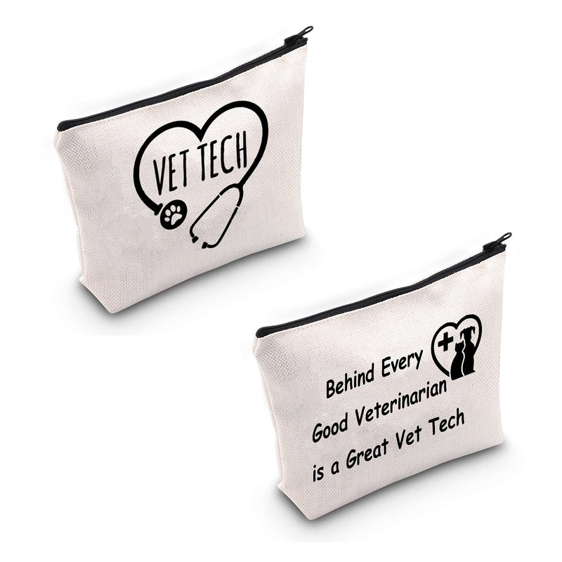 TSOTMO Veterinarian Gift Vet Tech Makeup Bag Behind Every Good Veterinarian is a Great Vet Tech Cosmetic Bag For Vet Student Save Animals Gifts (Vet Tech) - BeesActive Australia