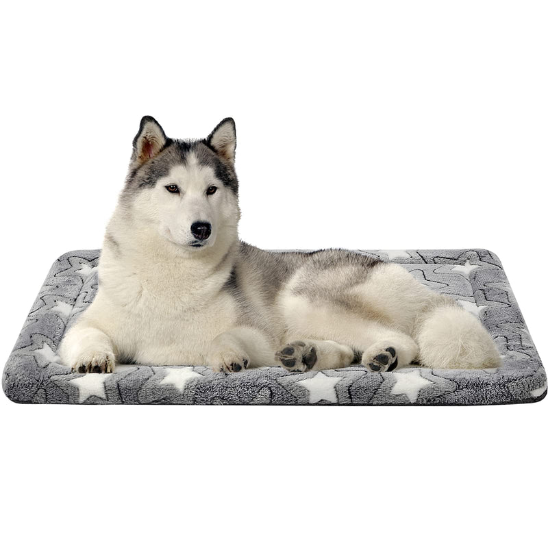 EMPSIGN Fancy Dog Bed Mat, Pet Bed Pad Reversible (Cool & Warm), Machine Washable Crate Pad, Pet Sleeping Mat for Small to XXX-Large Dogs, Grey, Star Pattern L (36"x24"x 1.1") - BeesActive Australia